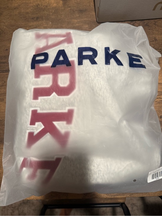 Parke Tops - PARKER White Hoodie with Red and Navy Logo